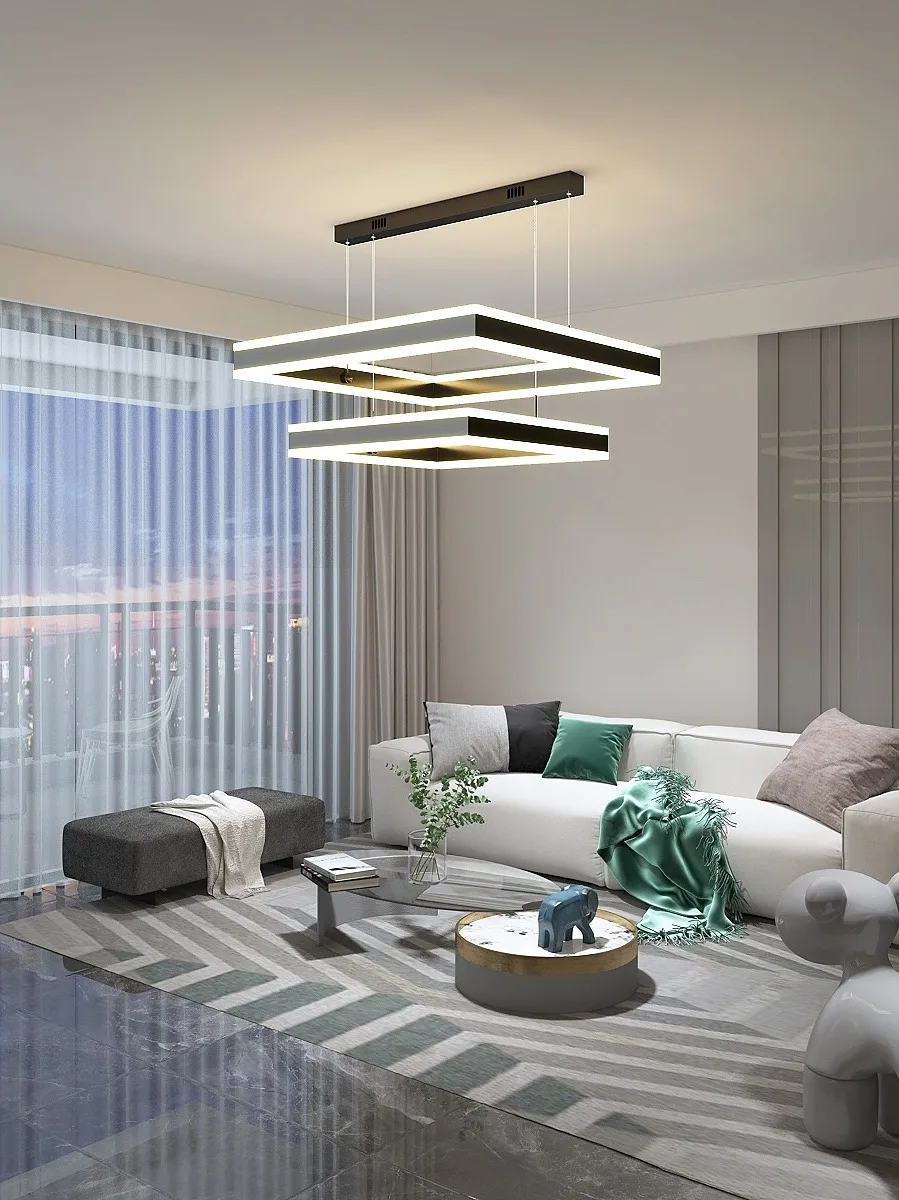 مصباح لغرفة المعيشة غرفة الطعام غرفة نوم الثريا الشمال الحديثة الحد الأدنى 2023 ضوء جديد فاخر مربع الثريا LED أضواء تعليق