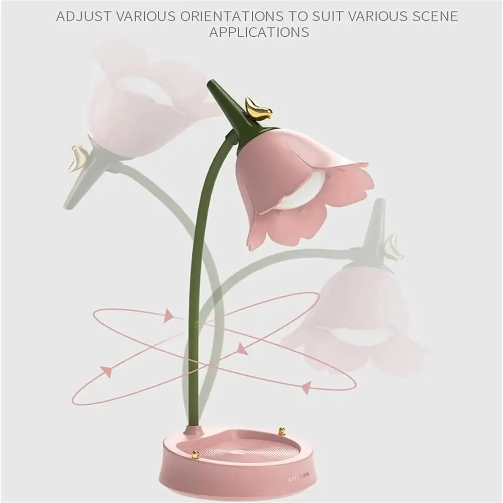 3W LED Desk Lamp Table Light Adjustable Gooseneck Rechargeable Battery Night Light With Mobile Phone Holder For Kids