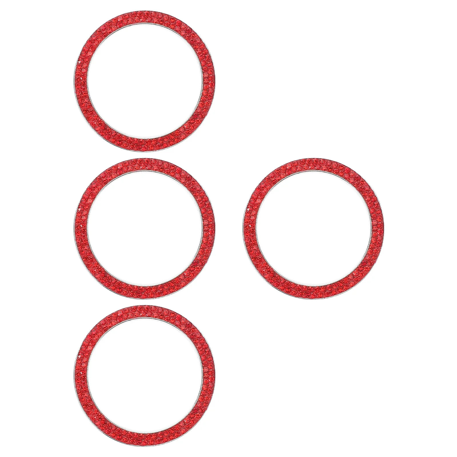 

4Pcs Car Start Decor Rhinestone Push Button Cover Red Bling Starter Accessories Interior Aesthetic Universal Fit