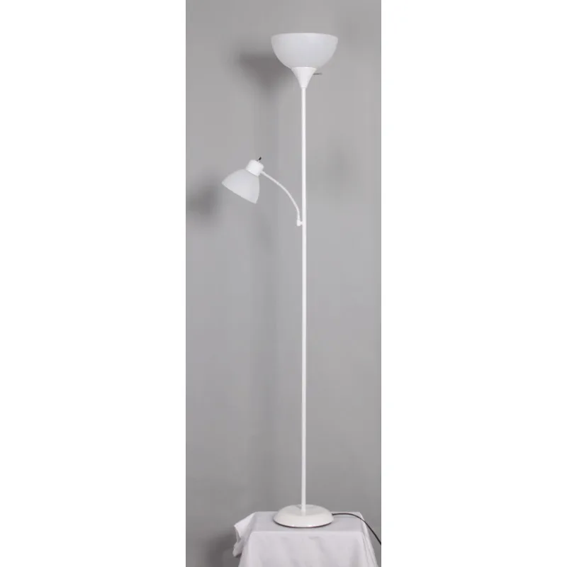 Lampada da terra combinata da 72 ", con luce di lettura, bianca, plastica, moderna, per uso domestico e in ufficio