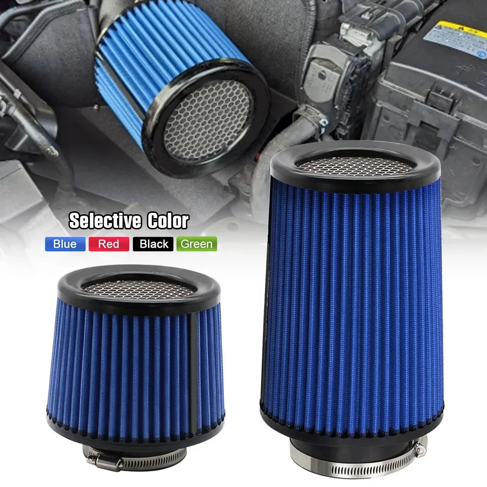 76mm 3inch High Flow Air Filter Cold Air Intake Universal Car Round Cone Turbo Filter Sport Racing Car Engine Air Inlet Washable