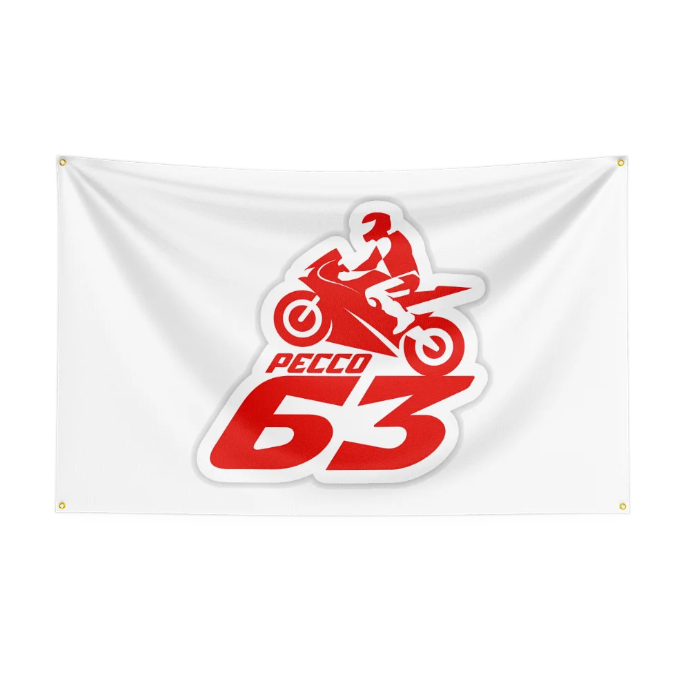 3x5 Ft P-Pecco Bagnaias 63 Motorcycle Flag Polyester Digital Printing Banner for Garage Wall Art Out Door Decoration