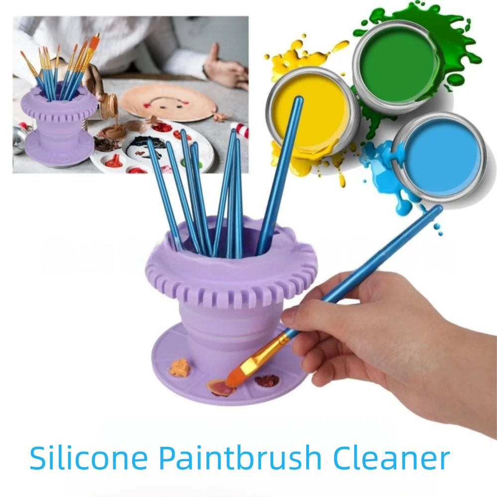 

Foldable Painting Brush Washer Suction Cup Bottom Non-slip Silicone Paint Cleaner Box Pen Holder Palette Trays Paint Brush Basin