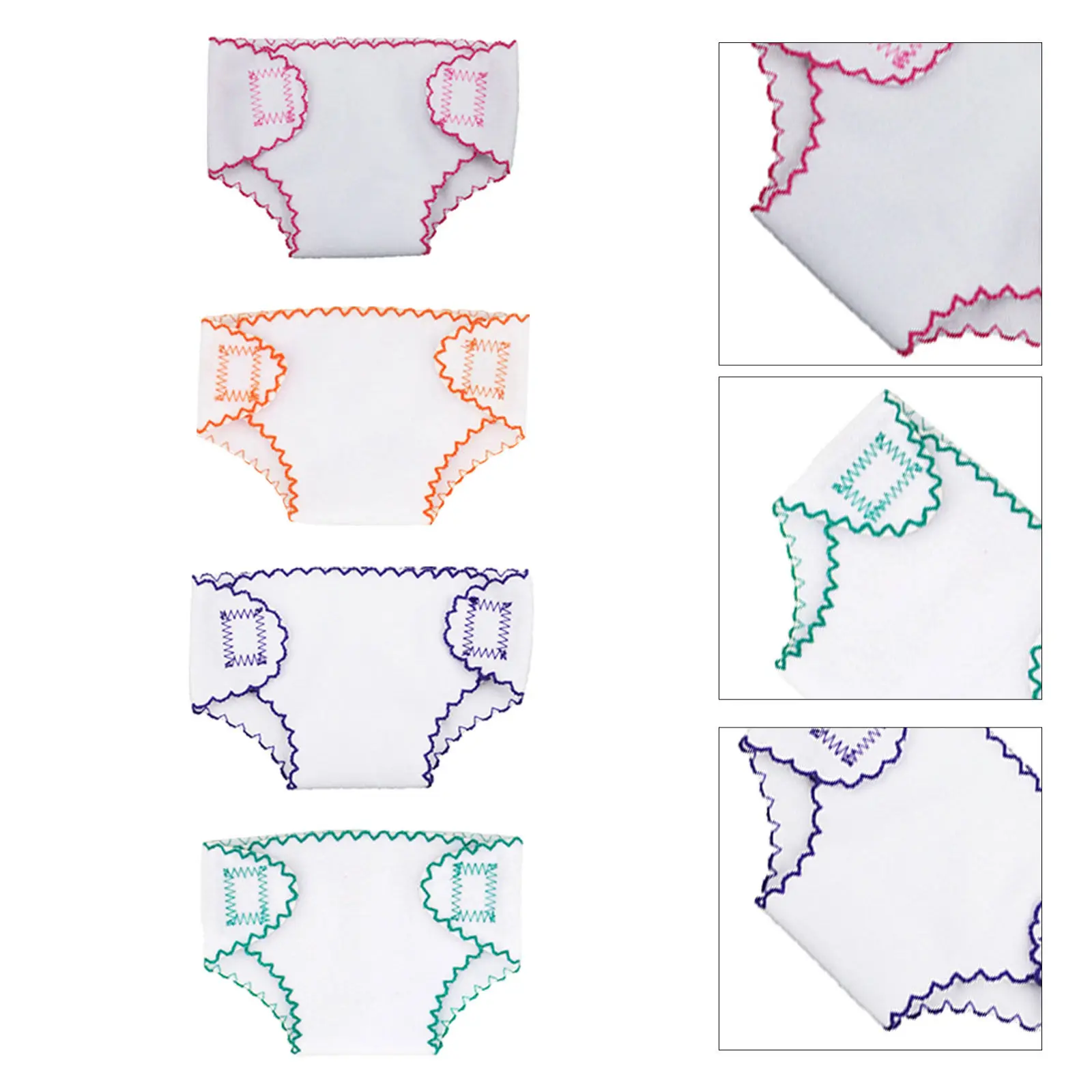 

4Pcs Baby Diapers Mini Clothes Fabric Reusable Underwear for 18 Inch Girl Pretend Play Care Accessories Mini Clothing