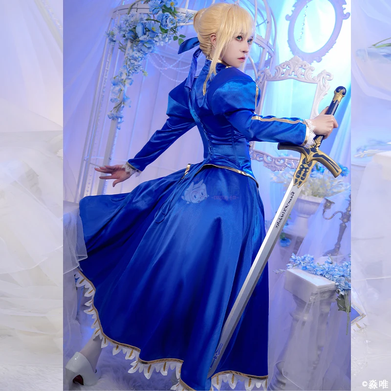 جديد Altria Pendragon تأثيري حلي هالوين عيد الميلاد لعب الأدوار حفلة كوميدية مثير أنيمي زي S-XL صابر تنورة زرقاء