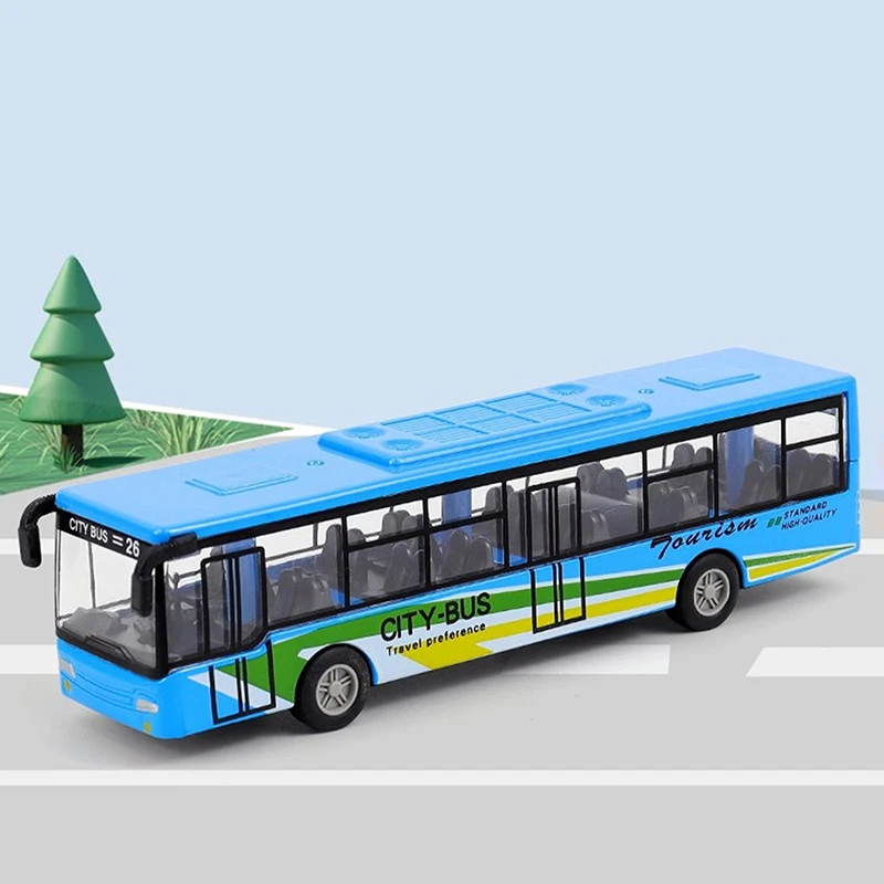 이층 합금 다이캐스트 버스; 풀백 장난감 차량; 길이 15cm; 소년과 소녀를 위한 완벽한 생일 선물.