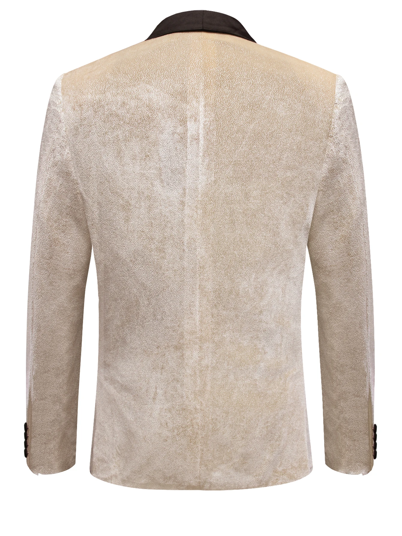 Glitter Textured Men Tuxedo Jacket, Champagne Solid Jacquard Satin Shawl Lapel Slim Blazer for Formal Occasions