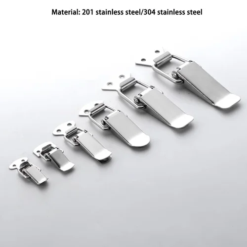 Imagen 2 del producto Placa de bloqueo de puerta de gabinete con resorte de acero inoxidable 201/304, especificaciones completas, hebilla de caja de ángulo plano, candado, hebilla de caja de herramientas
