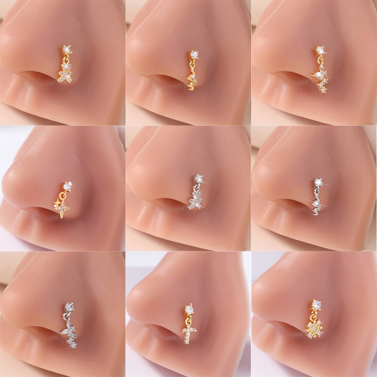 Nose Rings Studs for Women Nose Piercings Jewelry Nose Rings Bone Shape Nose Studs Screw Hypoallergenic Nostril