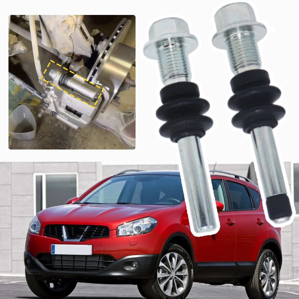 

Направляющий штифт слайдера цилиндра заднего тормозного суппорта для Nissan Qashqai J10 2006-2013, левый и правый корпус диска, болт, втулка, детали уплотнения багажника