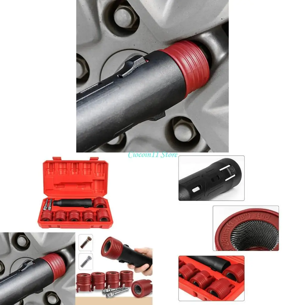 

Y1UB 9PCS Автомобильные колесные шпильки чистящие щетки набор автомобильных колесных ступиц для очистки шпильки.