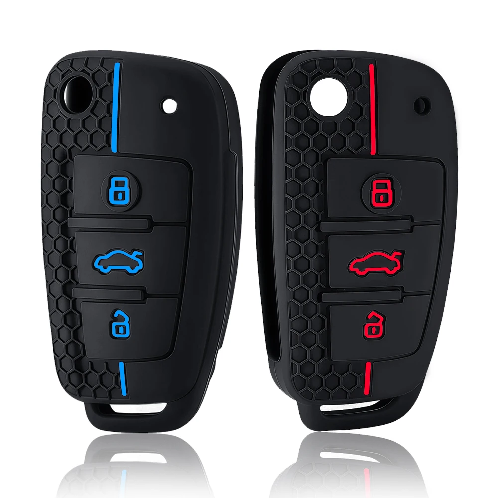 New Hot 3 Button Silicone Key Case Cover Shell for Audi A4 B7 A6 C6 4f 8v A3 8p A1 A3 Accessories Auto Remote Key Holder Jacket