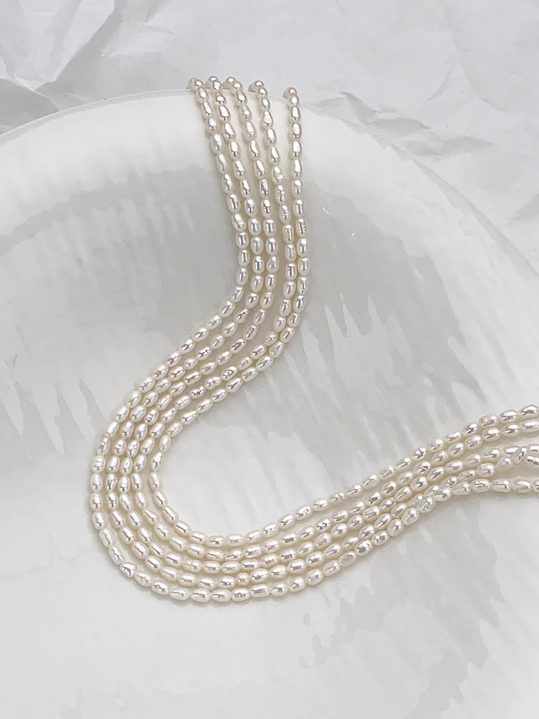 3-3.5mm Strong Light Natural Freshwater Pearl Rice Beads Charms for DIY Necklace Bracelets Jewelry Making Handicraft Accessories