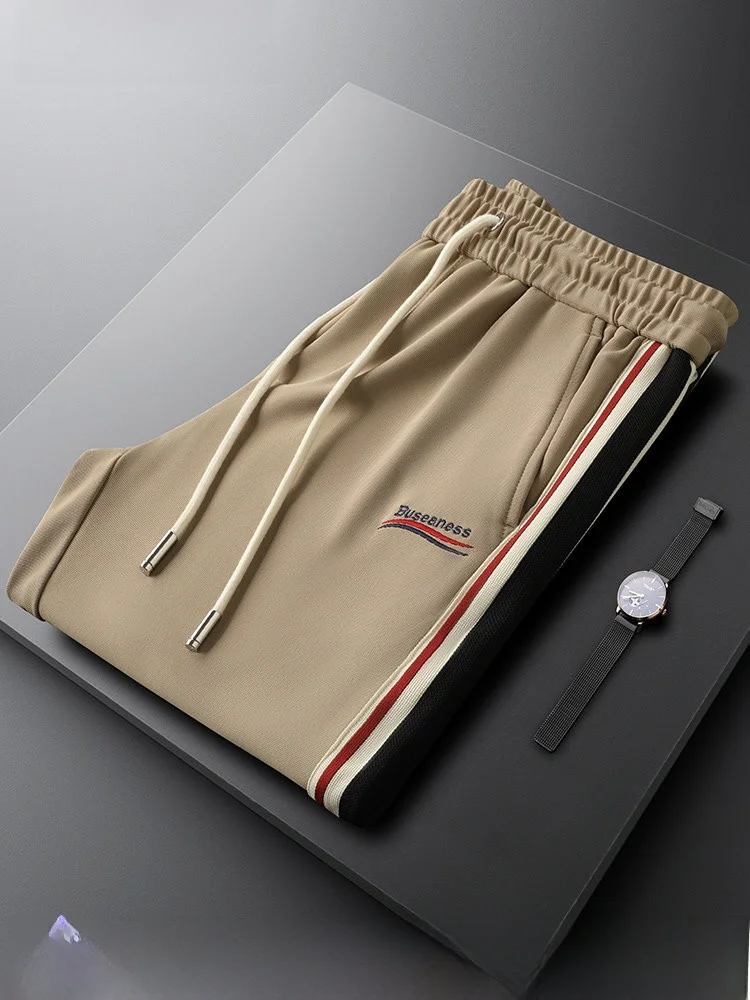 

Мужские спортивные брюки цвета хаки, прямые, зауженные, с эластичной вставкой и боковой полосой, с поясом, укороченные, джоггеры