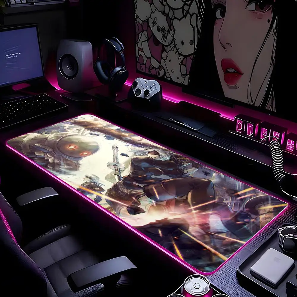 

Милый коврик для мыши Nier Automata, коврик для мыши с HD-печатью, компьютерный геймерский фиксирующийся край, нескользящий коврик для мыши RGB XXL90x40 см, клавиатура, ПК Des