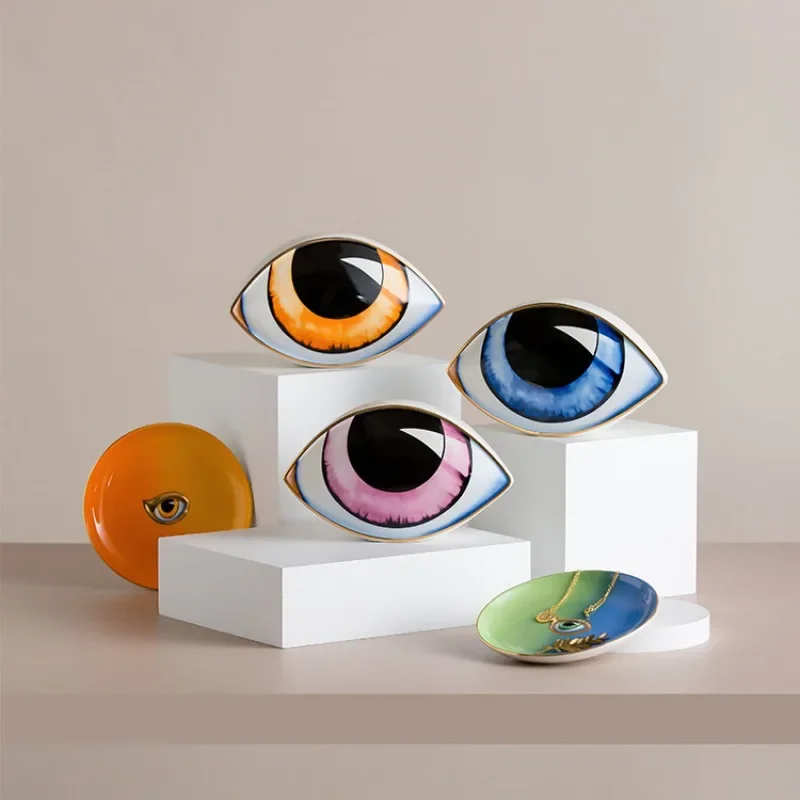 

New Ceramic Devil's Eye Home Decor Eye Ornaments Sculpture Statues Study Room Abstract Decoration Gift Giving