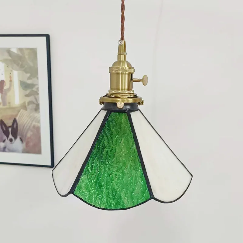 

Подвесной светильник из цветного стекла под латунь, декоративный светильник в скандинавском ретро-стиле для прихожей, спальни, кабинета, гостиной, столовой
