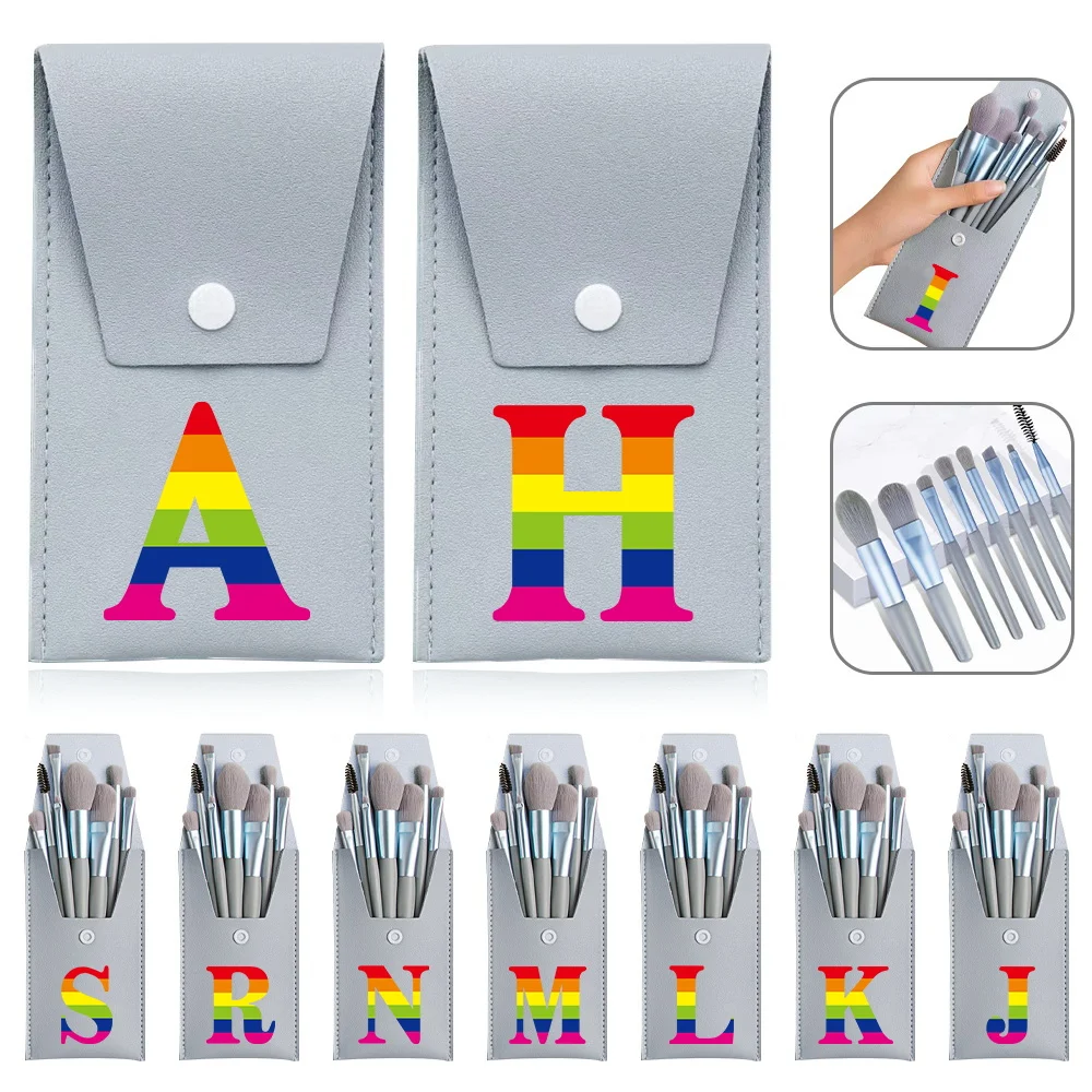 

Women's Makeup Brush Set with Storage Bag Eye Shadow Brush Soft Brush Travel Accessory Initial Name Rainbow 26 Letter Pattern