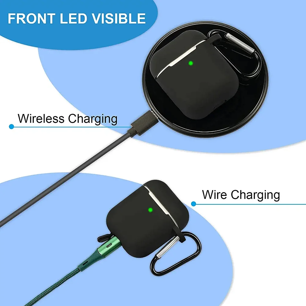 غطاء حافظة من البولي يورثان الحراري مع سلسلة مفاتيح بقفل آمن ، غطاء سيليكون واقي ، متوافق مع سماعات أذن 2 ، 1 ، سماعات إيربودز غير مدرجة