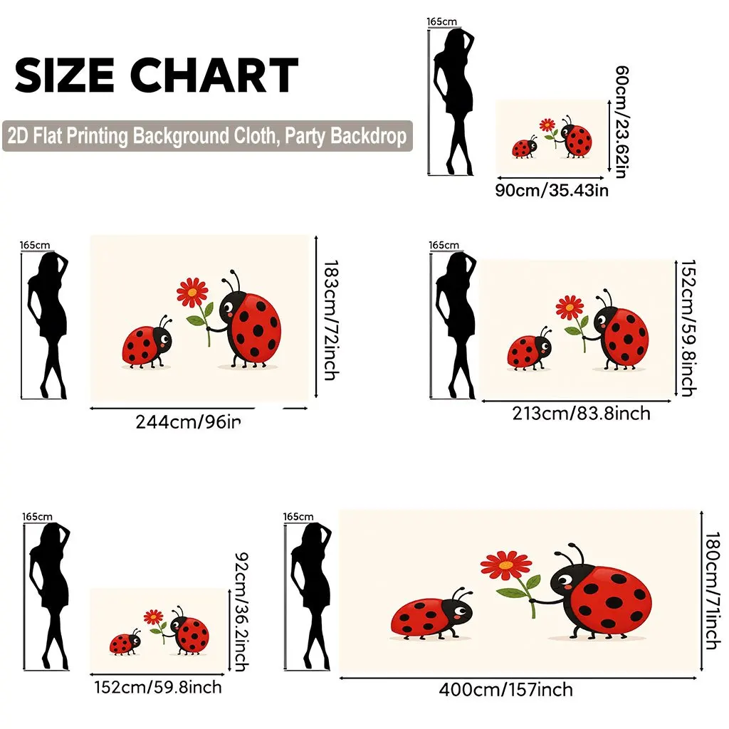 Cute Ladybug Cartoon Nursery Tapestry Floral Backdrop Print Cloth Wall Hanging Boho Kids Home Decor Party Decoration