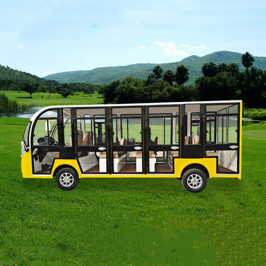 Brand New 8 11 14 Seater Electric Sightseeing City Bus With Optional Rain Curtain For Sun Protection Luxurious Electric Bus