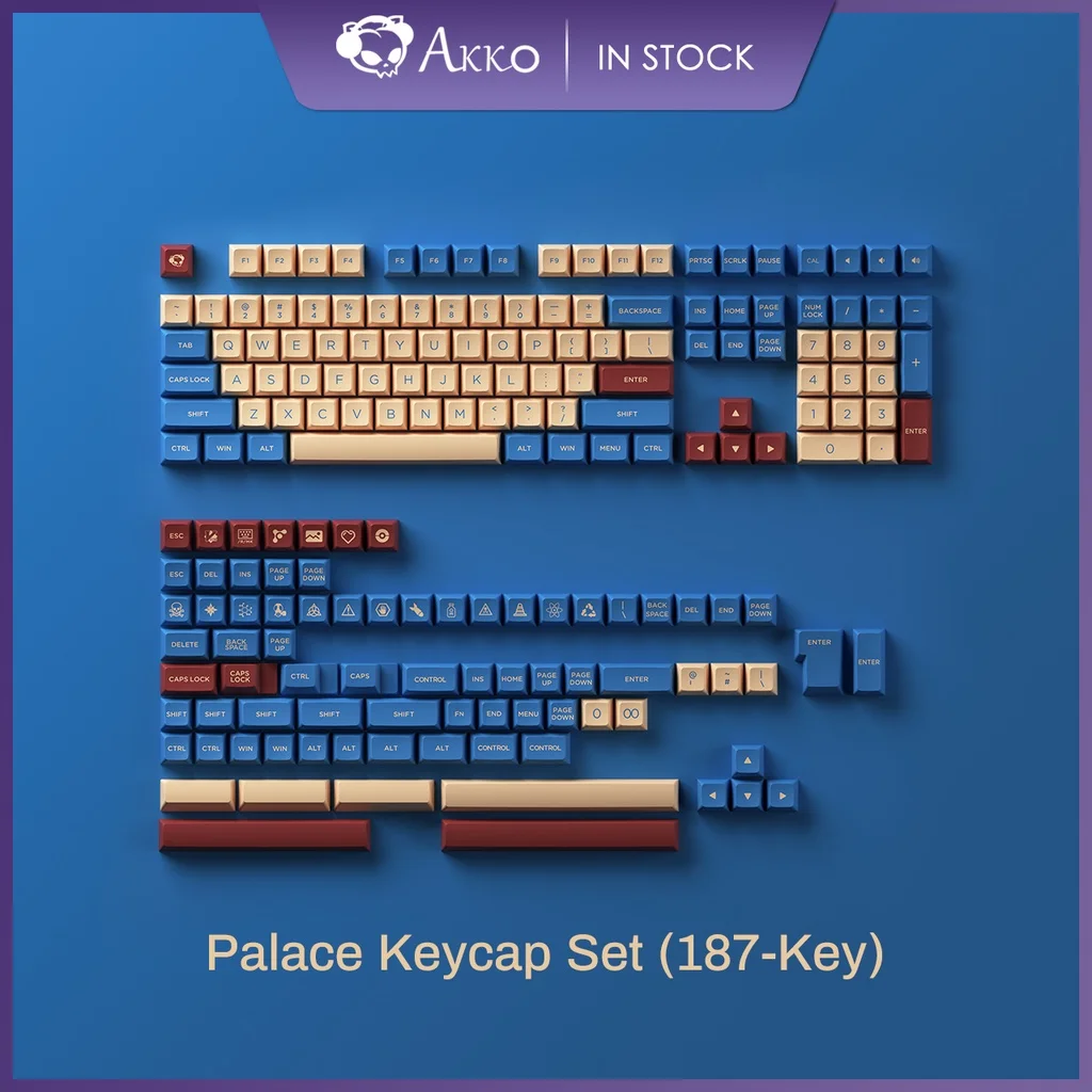 Akko Palace Keycap Set 187-key PBT Double-Shot OSA Profile Mechanical Custom Keyboard Keycaps Compatible with Major Layouts