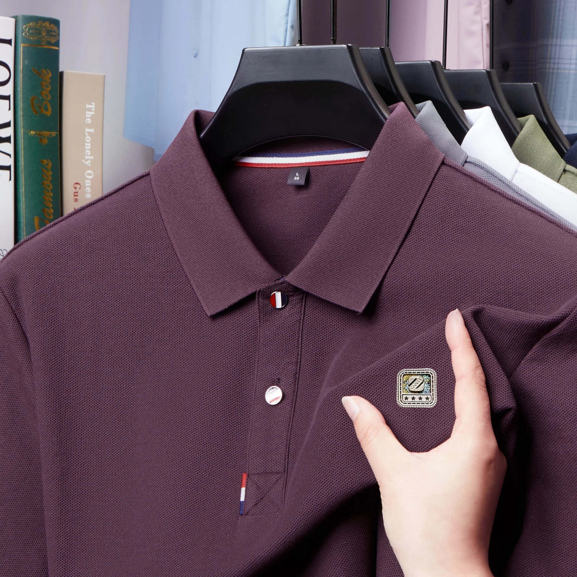 

100% pure cotton summer mens luxurious relief design short sleeved new luxury golf polo shirt fashion business casual Tshirt top