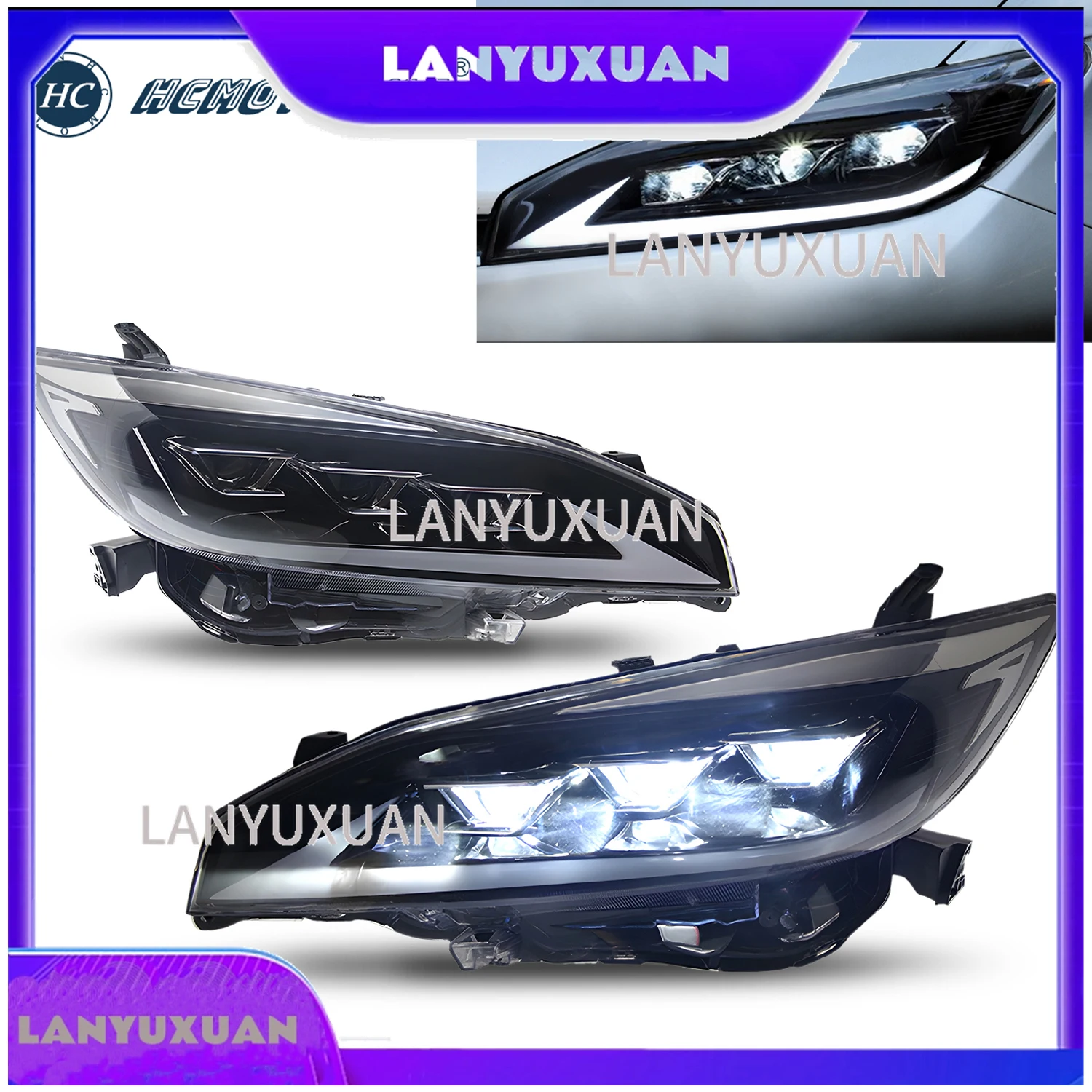 2026 HCMOTIONZ Full LED Headlights Assembly DRL Animation for Toyota WISH 2009-2017 Car Front Lamps New Condition