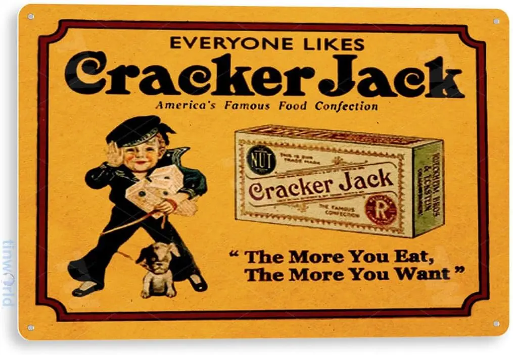 Tin Sign Cracker Jack Popcorn Retro Kitchen Cottage Farm Metal Sign Decor B661