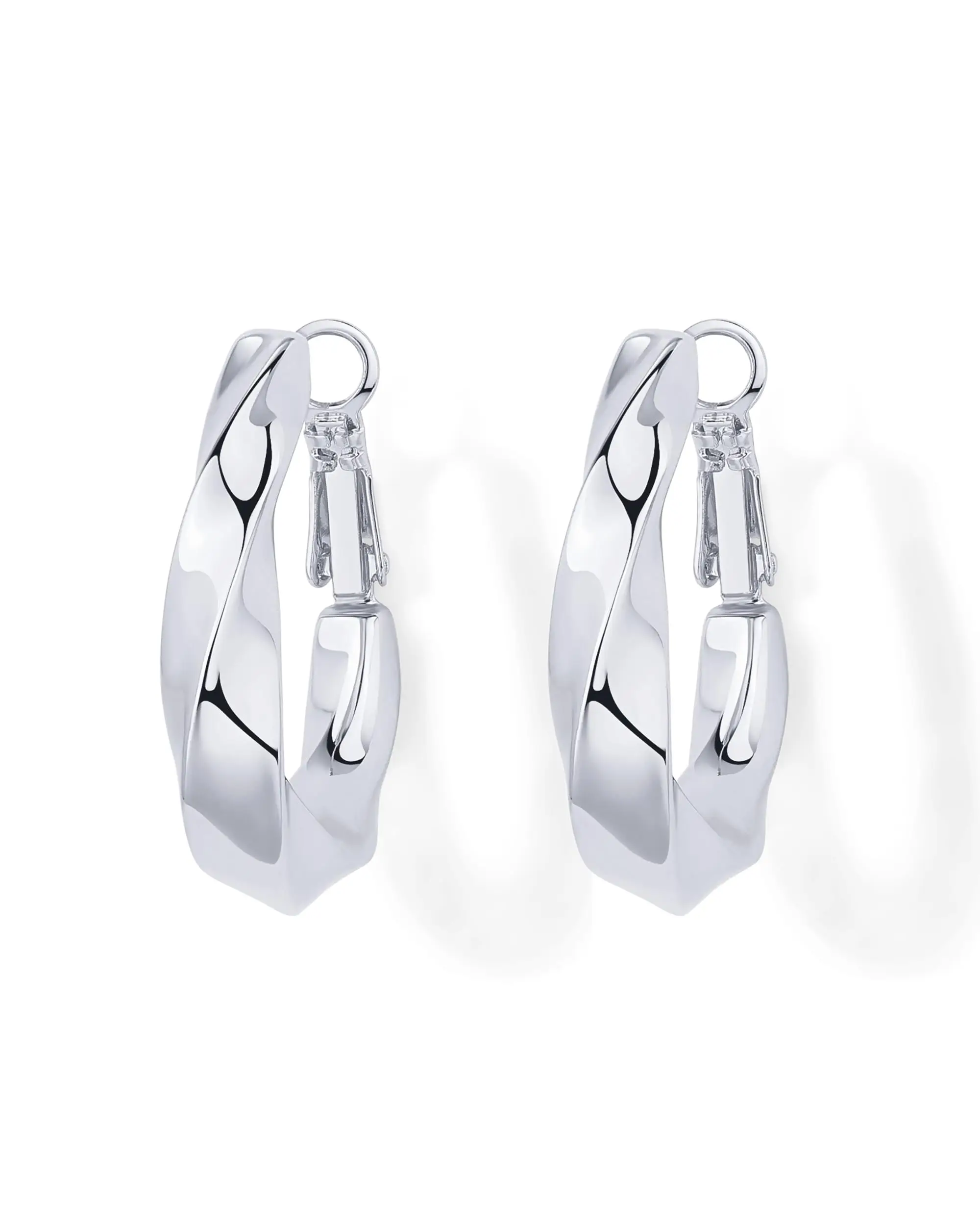 Afbeelding 7: Shevalu Dames Geometrie Ontwerp Hoepels Oorbellen Hoge kwaliteit 14K verguld 925 sterling zilver Post Chunky Twisted Huggie Earring