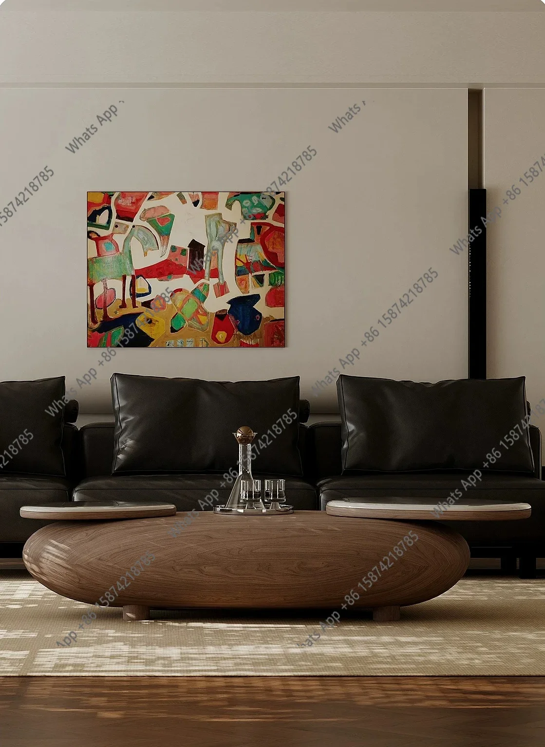 u- Medieval style large coffee table living room retro creative high-end atmospheric design sense walnut color coffee table y