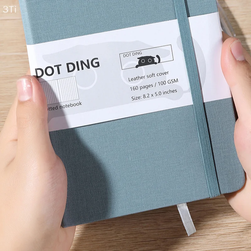 Leather Covered BUJO PlannerJournal Dots Grid Pages A5 Size 80 Sheets 100 GSM Ivory White Paper Notebook Dotted