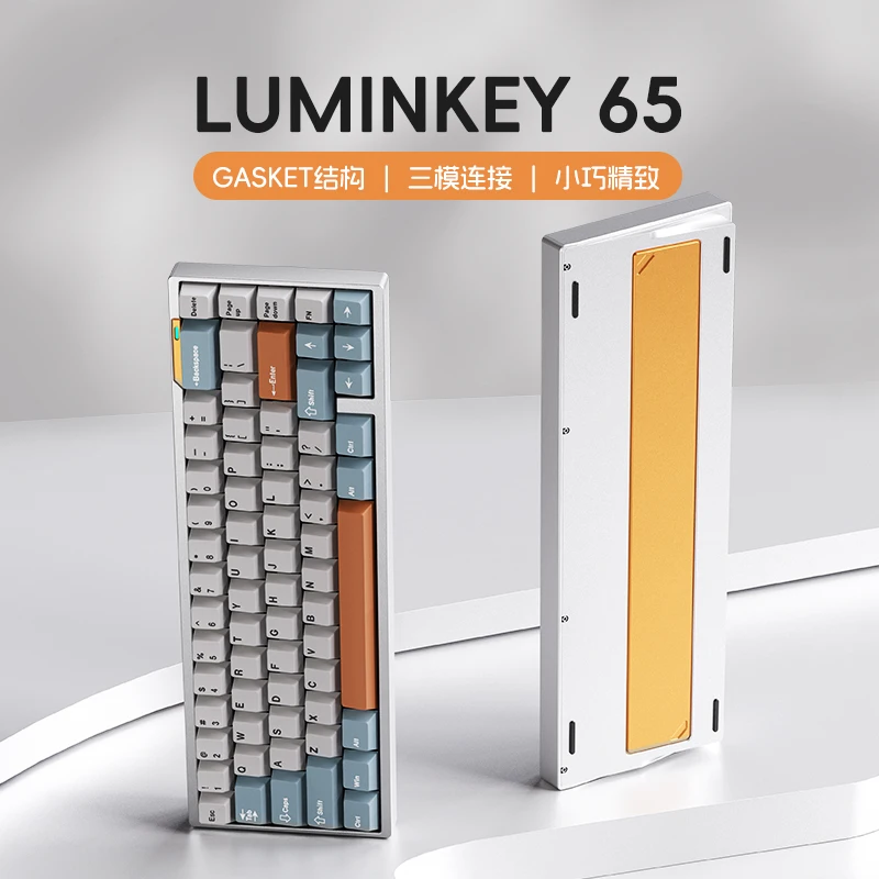 

LUMINKEY65 Механическая клавиатура, 3 режима, Bluetooth, беспроводной переключатель Gateron, комплект алюминиевого корпуса с ЧПУ, прокладка для горячей замены, игровая клавиатура