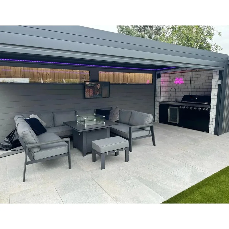 Aluminum Pergola 10X10 FT Waterproof Metal Roof with Integrated Drainage System Rust Resistant Backyard & Balcony
