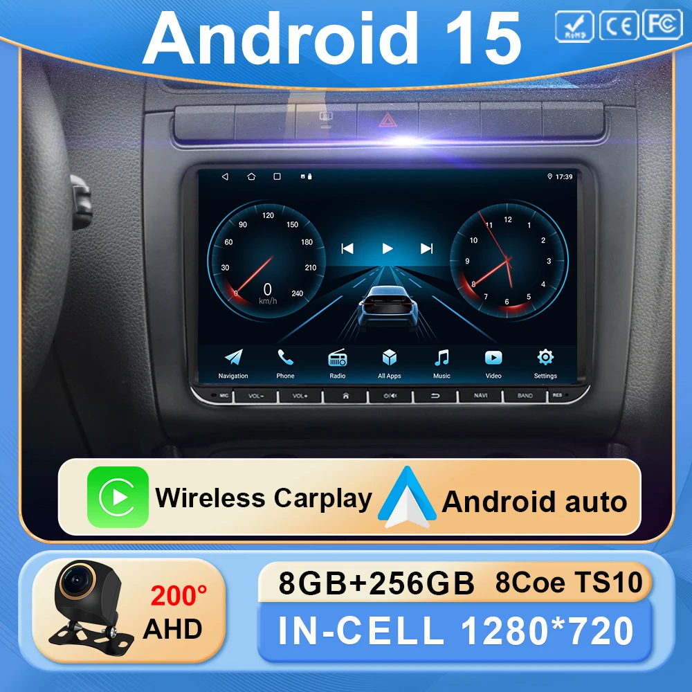 Car radio Android 15 For Vw GOLF 5 POLO Sedan PASSAT B6 CC Radio TOURAN SCIROCCO CADDY Jetta Skoda Seat 4G GPS Stereo 2din