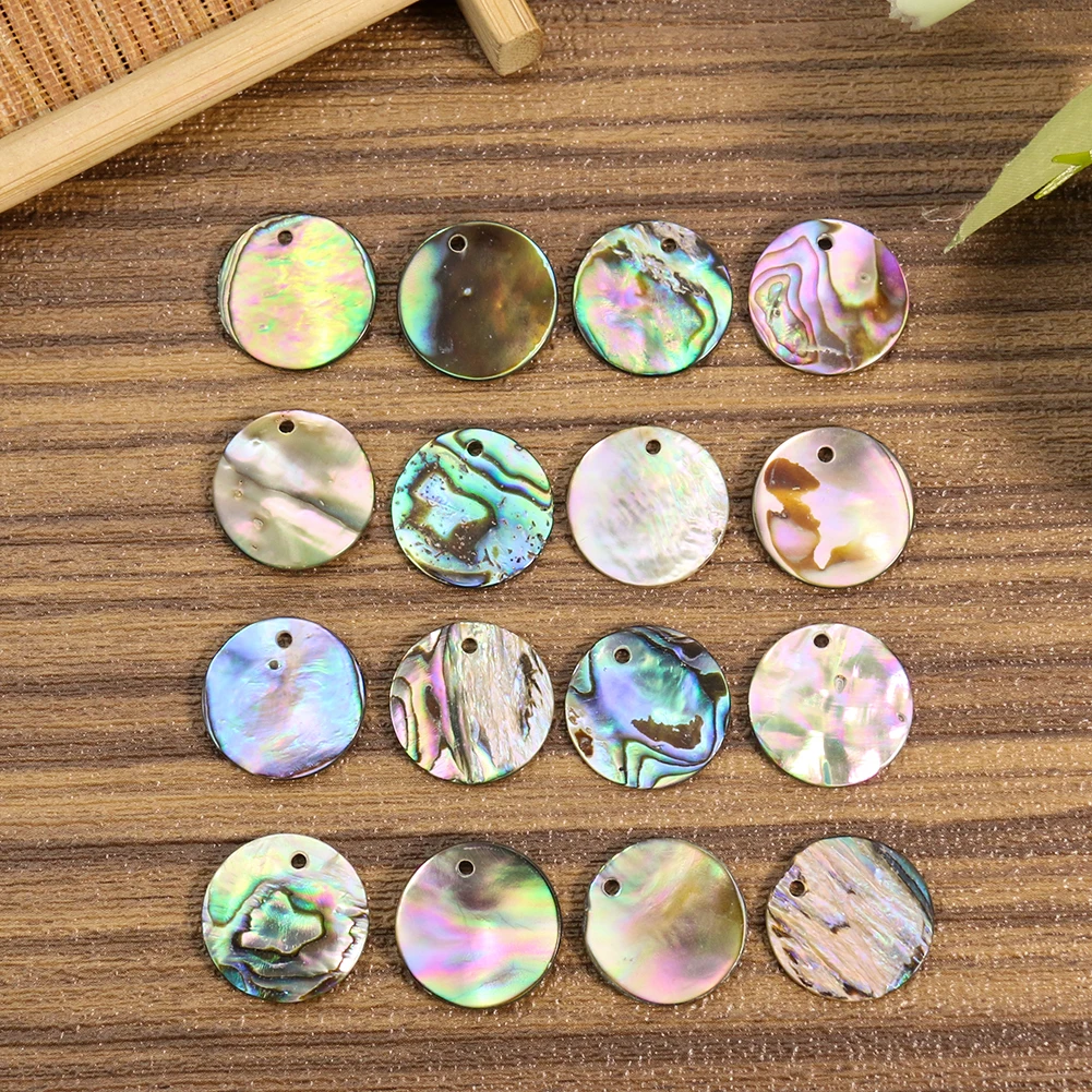 5pc 15mm Real Abalone Shell Round Charms Coin Pendant Seashell Ocean Paua Necklace Earrings Bracelet Dangle Woman Jewelry Making