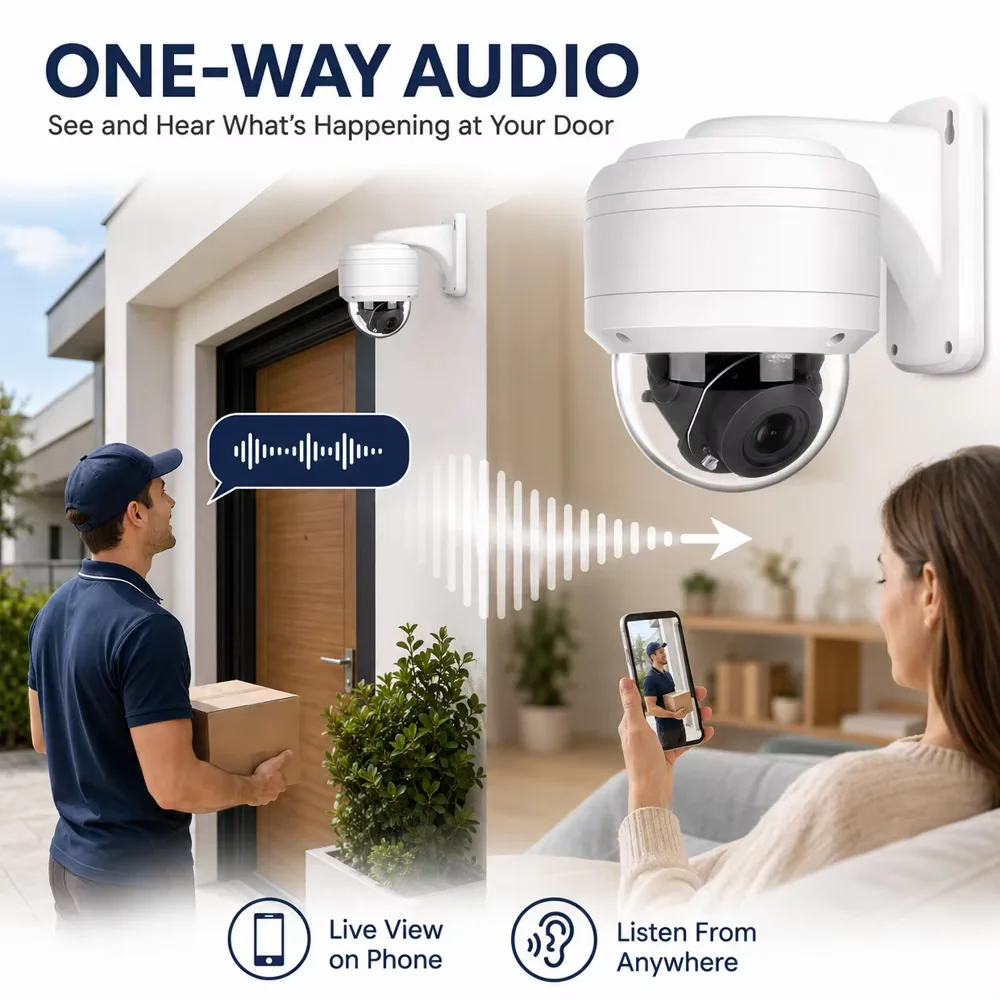 8MP PoE Security Camera System 10CH NVR Kit With PTZ Dome Cameras 12X Zoom IR Night Vision One Way Audio IP66 Motion Detection