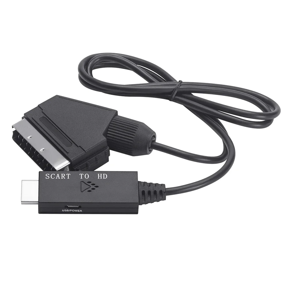 1m HD Converter Scart To HDMI-compatible 1080P Video Audio Converter Adapter DC 5V Micro USB Cable Accessories for HDTV/DVD