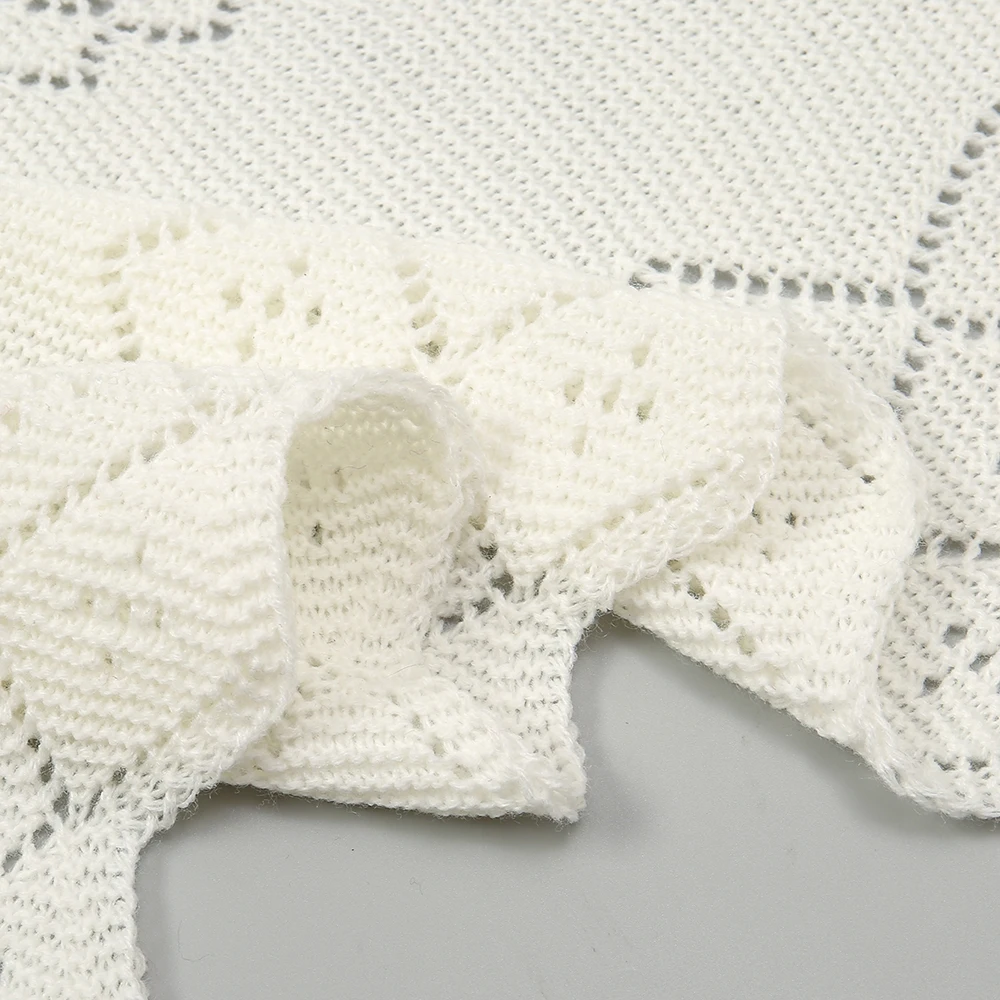 Fashion Knitted Cotton Hollow Scarf Shawl Solid Color Women Summer Air-conditioned Room Cape Ladies Simple Warps Wholesale image 6