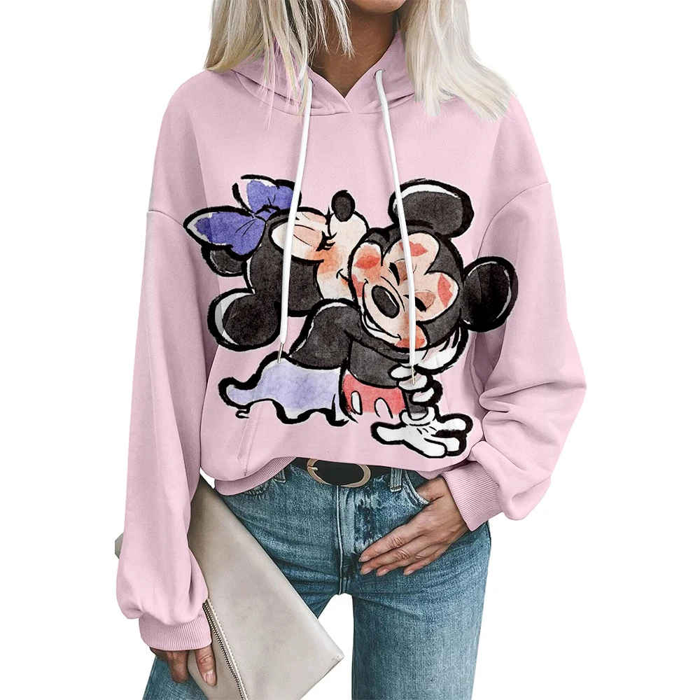 Disney Minnie grafische print hoodie schattig casual sweatshirt met capuchon voor dames, perfect voor herfst-wintersweater met capuchon