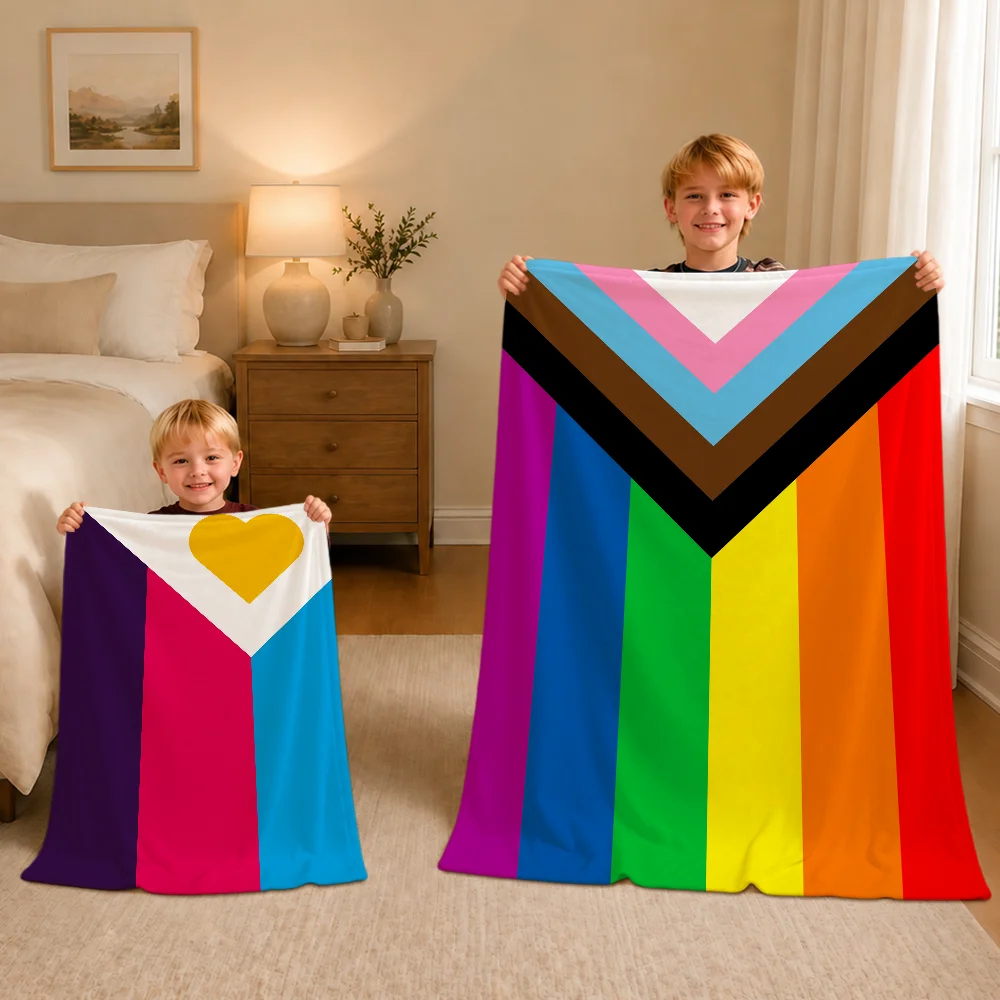 LGBT Gay Bear Pride Rainbow Blanket Warm Soft Plush Blanket For Sofa Living Room Nap Home Bedroom Travel Gift Flannel Pet Hogar