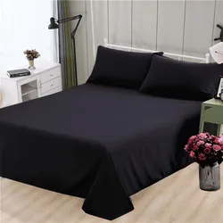 Sábana plana de poliéster 100% para primavera, verano y otoño, Sábana de cama de alta calidad de Color sólido, varios tamaños, personalizable, 1 unidad