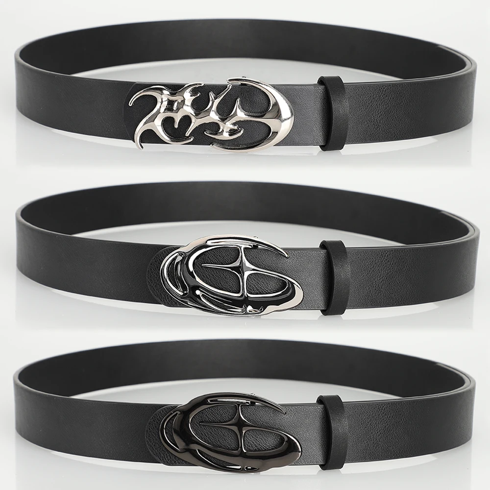 Ceinture Punk à boucle d'aiguille en alliage géométrique pour hommes et femmes, accessoire tendance pour cadeaux, ceinture de taille neutre, nouvelle collection