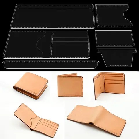 YOMDID 6PCS Short Fold Wallet Card Case Acrylic Making Template DIY Wallet Making Template Leathercraft Template Supplies