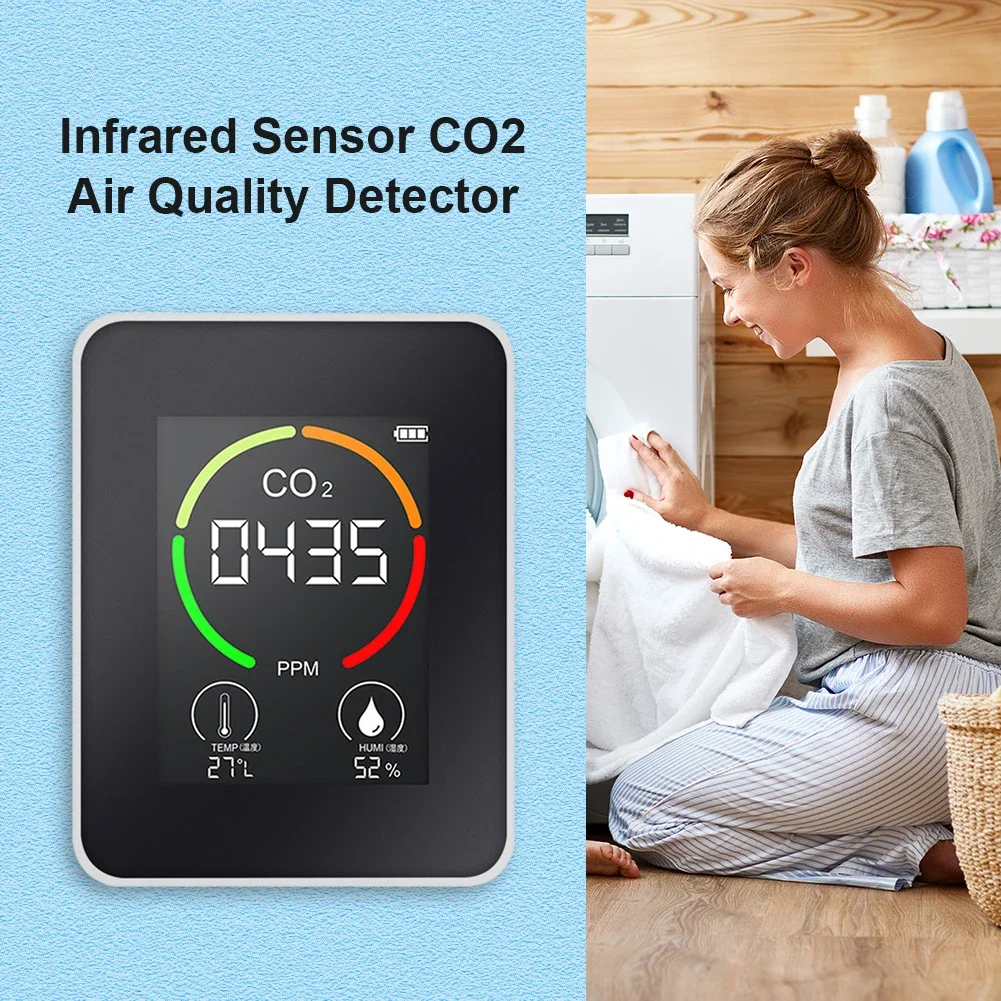 Sensor Air Quality Monitor 3 in 1 Sensor Co2 Meter Temperature and Humidity Detector with LED Display Alarm Clock Smart Life