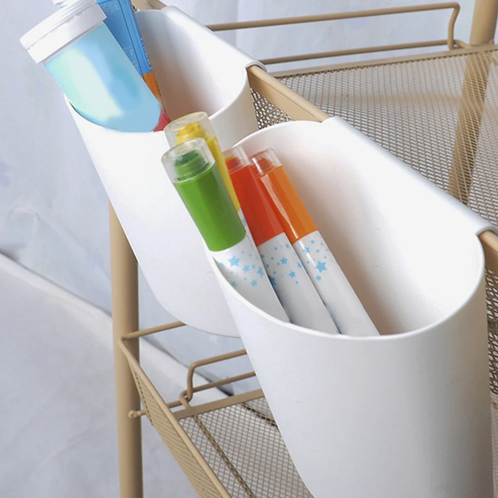 

4 Pcs Baskets Rolling Waste Basket Storage Bin White Plastic Rolling Cart Accessories Small Trash Can Storage Bin