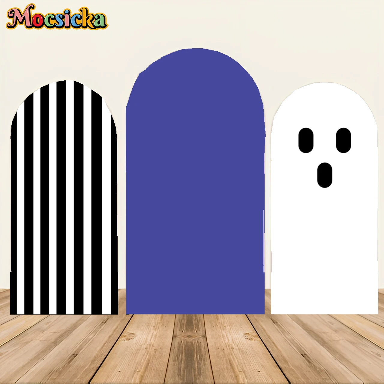 

MOCSICKA Stripes Arch Backdrop Stand Covers Ghost Halloween Party Decorations Kids Baby Shower Parties Decortions Arch Cover