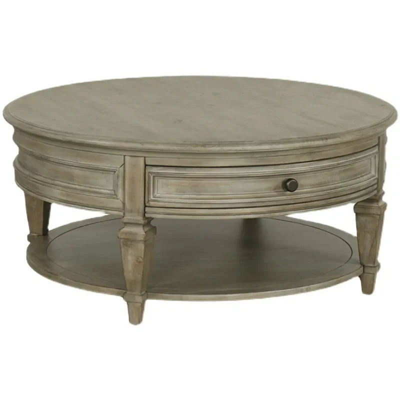 

Small apartment living room coffee table, French retro home storage coffee table