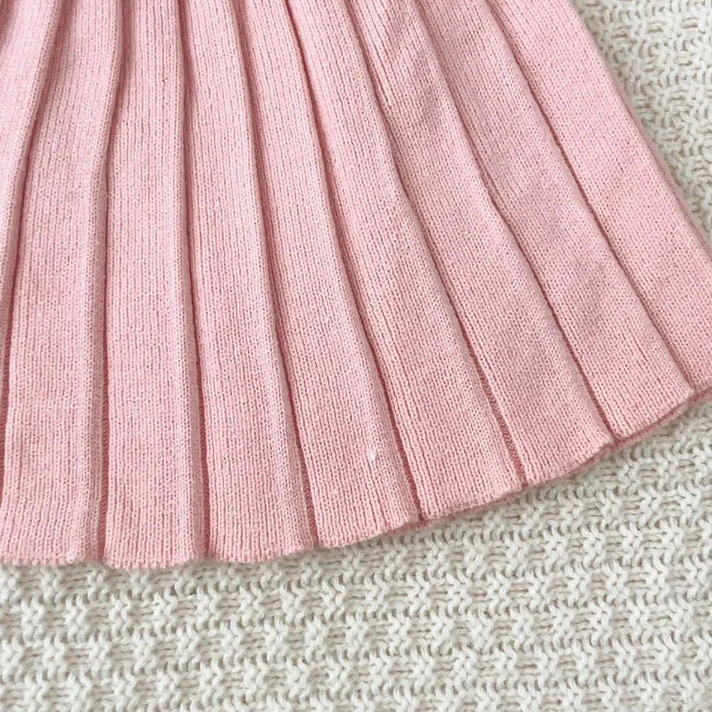 2026 Kinderkleidung Winter Rot Weihnachten Neujahr Mädchen Strickpullover Kleidung Süßer 3D-Hasen-Schleifen-Langarm-Oberteil+Kurzer Rock – Detail 12