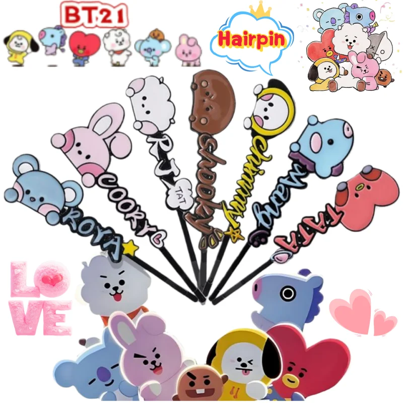 Neue BT21 RJ Shaky Tata Chimmy Haarspangen, personalisiert, kreativ, süß und niedlich, Ein-Wort-Haarspange, Weihnachtsgeschenk, Großhandel